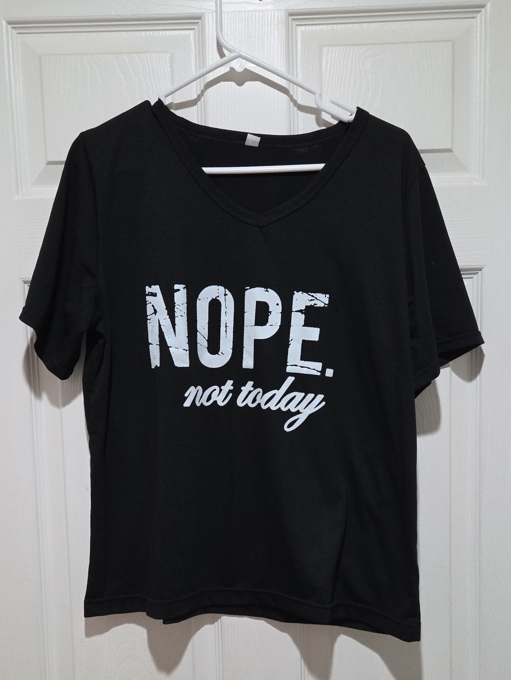 Black 'Nope. not today' Graphic V-Neck Tee